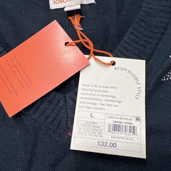 Knox Rose Sweater Star Long Sleeve V Neck Sweater Top Woman’s Size Large NWT - Picture 5 of 10